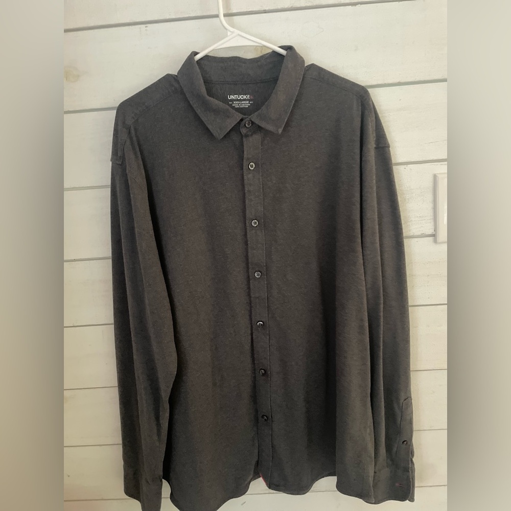 UNTUCKit Luxe Tee button down shirt 100% cotton men’s XXXL gray soft minimalist